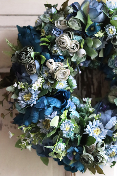 Caryca Katarzyna Niebieska, efektowny wianek na drzwi, śr.40cm 