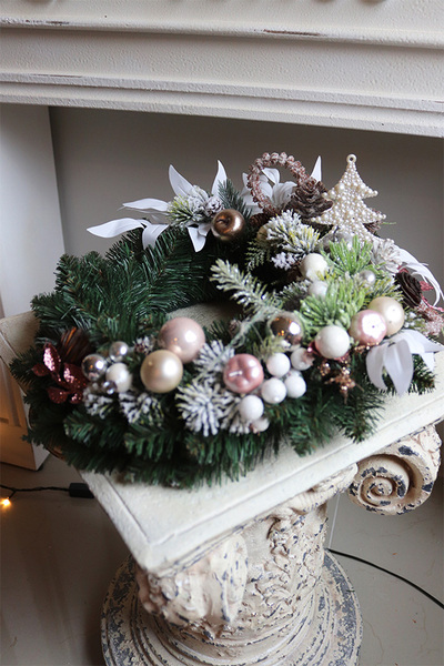 Biała Zima, wianek świąteczny / stroik