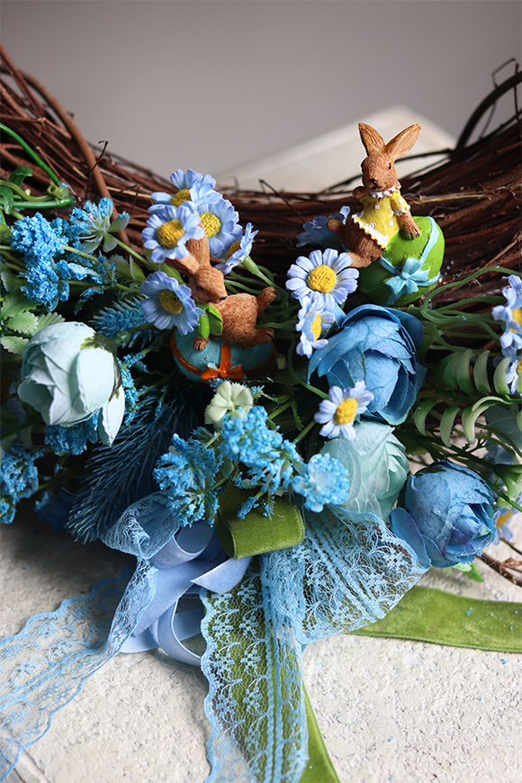 Zające w Błękicie, wielkanocny wianek dekoracyjny