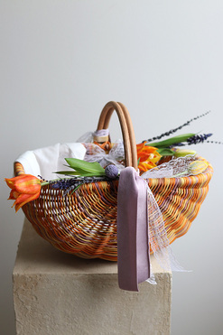 OD RĘKI Tulippe, dekorowany koszyczek wielkanocny XXL, wys.30cm