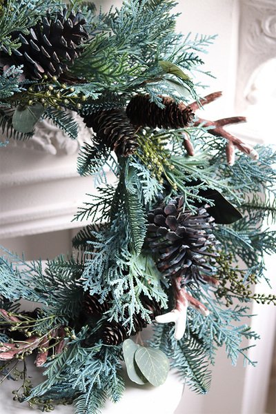 Poroże Blue, wianek ozdobny stroik dekoracyjny