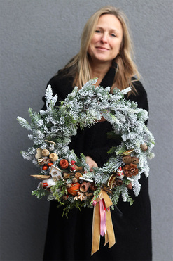 Święta u Teresy, świąteczny wianek na drzwi z ptaszkami, śr.43cm