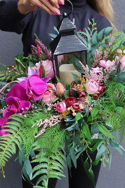 Loesa, dekoracja nagrobna z latarenką, dł.55cm