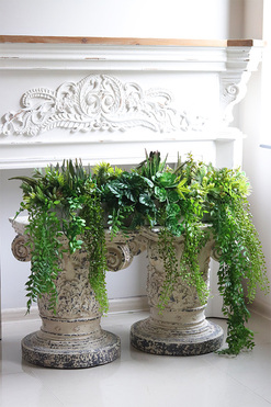 Longia Green Steel, sukulenty w stalowej donicy, wym.22x80cm