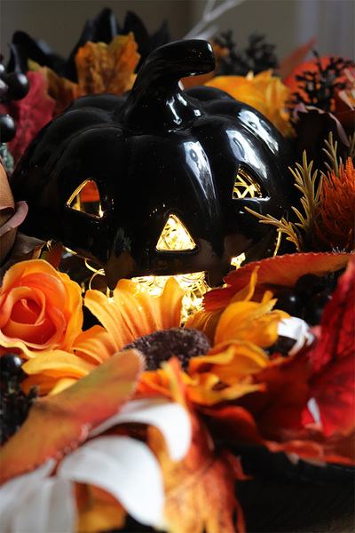 Halloween Black, jesienny stroik halloweenowy LED