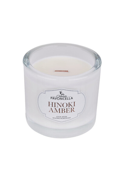Hinoki Amber, sojowo-kokosowa świeca zapachowa w szkle