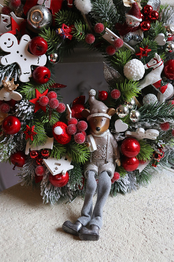 Happy Animal, świąteczny wianek z myszką