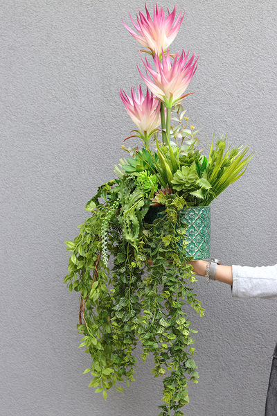 Grefire, sztuczna egzotyczna kompozycja ze zwisami, wys.70cm