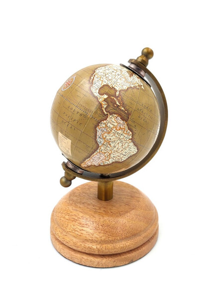 Sepia World, elegancki mosiężny globus