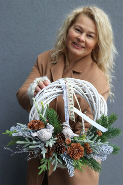 wianek świąteczny Ptaszki Zimą, rozp.35cm