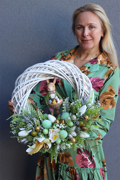 Zajączek Green, wiosenny wianek z zajączkiem, rozp.45cm