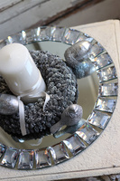 Glamour Silverano, świąteczny stroik na szklanym talerzu, śr.35cm