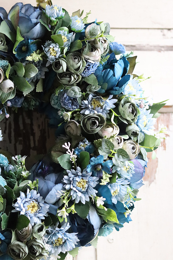 Caryca Katarzyna Niebieska, efektowny wianek na drzwi, śr.40cm 