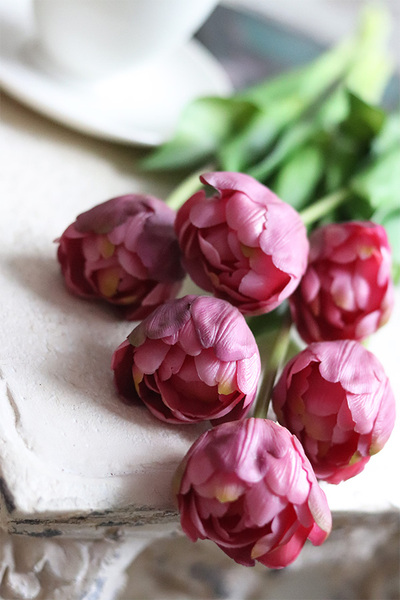 bukiet tulipanów silikonowych, Maggio Violet, 6szt. dł.46cm