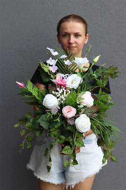 Angelo Garden Pink Dream, komplet dekoracji nagrobnych, bukiet + lampion 