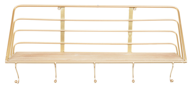 Volina 2, złota półka z wieszakami, wym.60x14x24.5cm