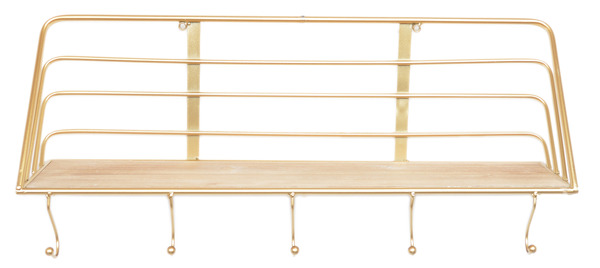 Volina 2, złota półka z wieszakami, wym.60x14x24.5cm