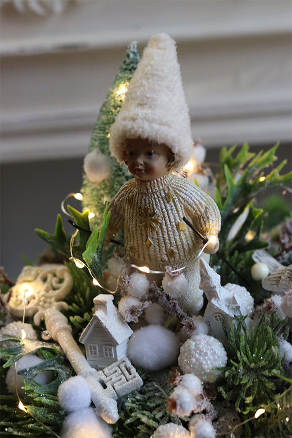 Ferie Świąteczne 2 LED, świąteczny stroik