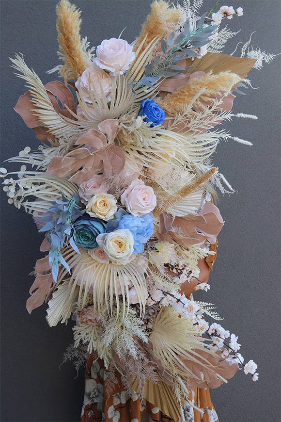 Boho Wedding Blue, girlanda ze sztucznych roślin z suszem