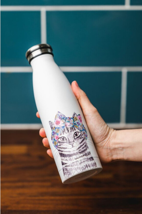 Aquarel Pets, termos stalowa butelka, kot,