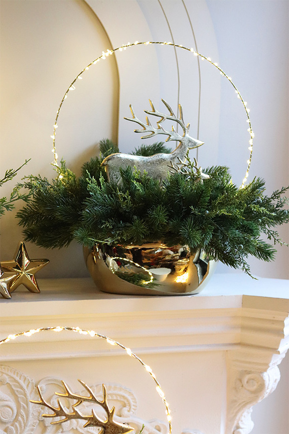 Reny Norwegia 2, świąteczny stroik LED z reniferami