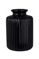 Greko, ceramiczny wazon w prążki, czarny, B, wym.16x16x26cm 
