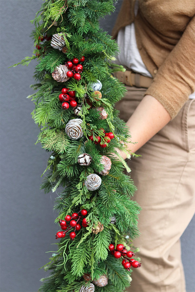 Naturalna Gwiazdka, świąteczna girlanda na kominek