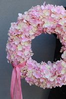 Hortensja Pink, duży wianek na drzwi