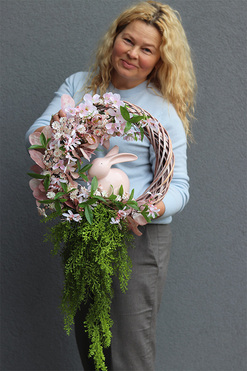 Pudrovalia, wielkanocny wianek z zajączkiem, rozp.43cm