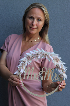 OD RĘKI Boho Love 1, krąg ślubny wianek Mr&Mrs, śr.28cm 