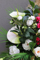 Anturium elegance, bukiet nagrobny we wkładzie do wazonu