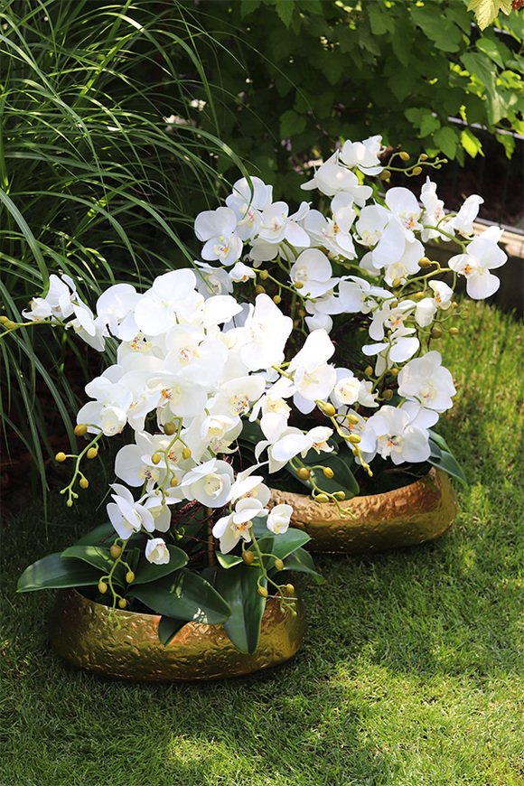 Deluxe Belldani, sztuczny storczyk w złotej donicy, kpl.2szt 