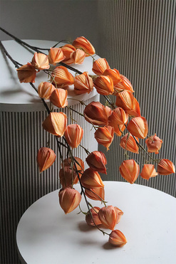 Miechunka, gałązka sztuczny kwiat, rudy, 1szt., dł.98cm