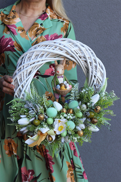 Zajączek Green, wiosenny wianek z zajączkiem