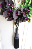 asymetryczny wianek z chwostem, Orchidelia Black, śr.42cm 