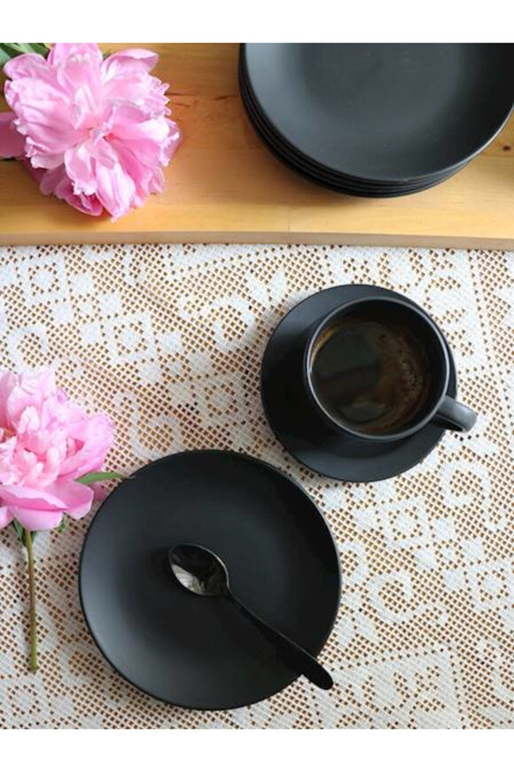 Satin Black, komplet kawowy dla 6 osób