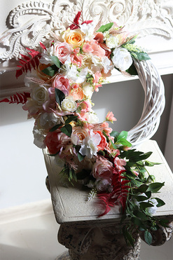 Asimetrio Flowers, asymetryczny wianek na drzwi, śr.42cm 