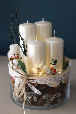 Kraina LED, adwentowy stroik w szkle, wys.30cm