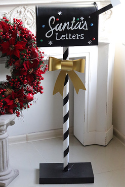Santa's Letters LED Black, skrzynka na listy do Świętego Mikołaja, wys.103cm