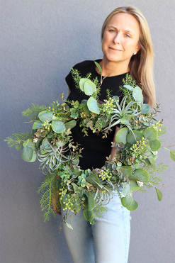 Eukalipto, zielony wianek na drzwi, śr.40cm