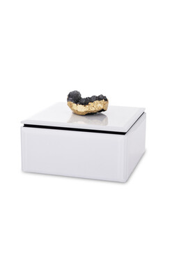 Agat White D, szklane puzderko szkatułka, wym.8.5x12x12cm