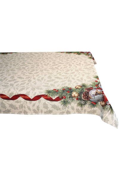 Gwiazdkowy Ostrokrzew, świąteczny obrus gobelinowy