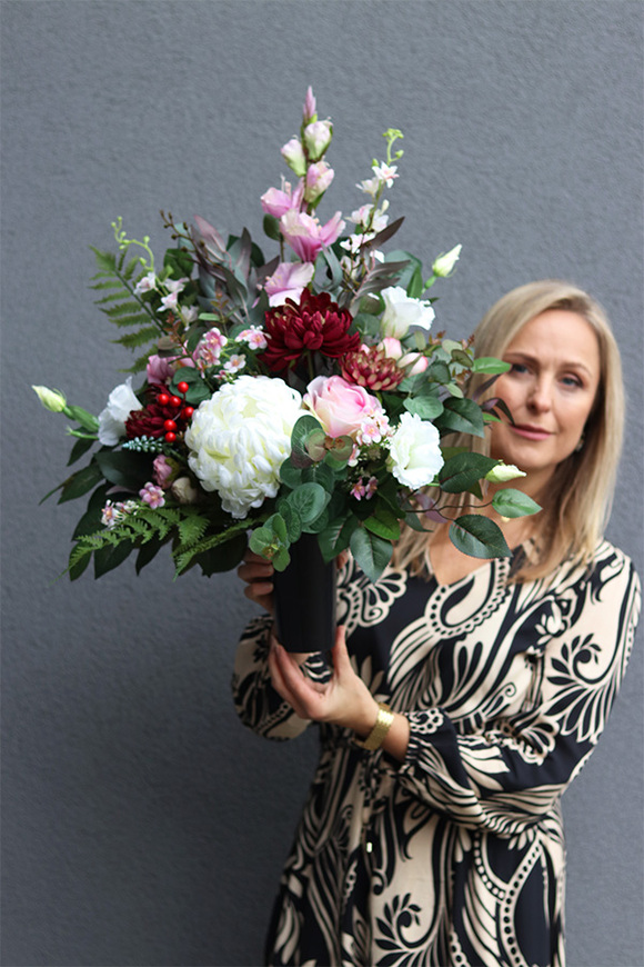 Koroneta, nagrobny bukiet we wkładzie do flakonu