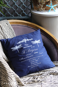 OD RĘKI poduszka dekoracyjna granatowa French 43x43cm