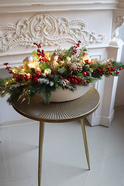 Zimowy Dworek Laos, stroik świąteczny LED, wym.30x72cm