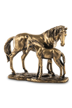 Familia, złota figurka koń i źrebak, wym.22.5x26x10.5cm 
