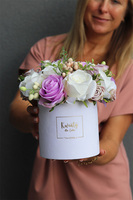 Lilla Velvet, flowerbox kwiatowy w welurowym pudełku