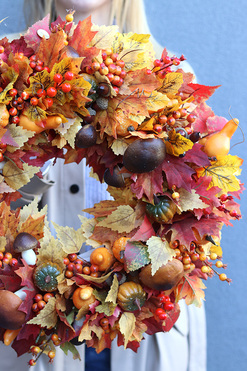 OD RĘKI Dorisa Bravissima 2, jesienny wianek z pięknymi dodatkami, śr.50cm 