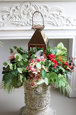 Angelo Julia Bordo 2, lampion nagrobny z kwiatami, wys.40cm 