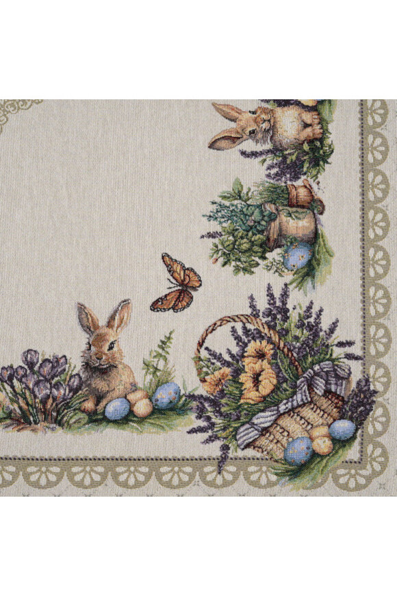 Bunny&Lavender Palace, wielkanocny obrus gobelinowy serweta